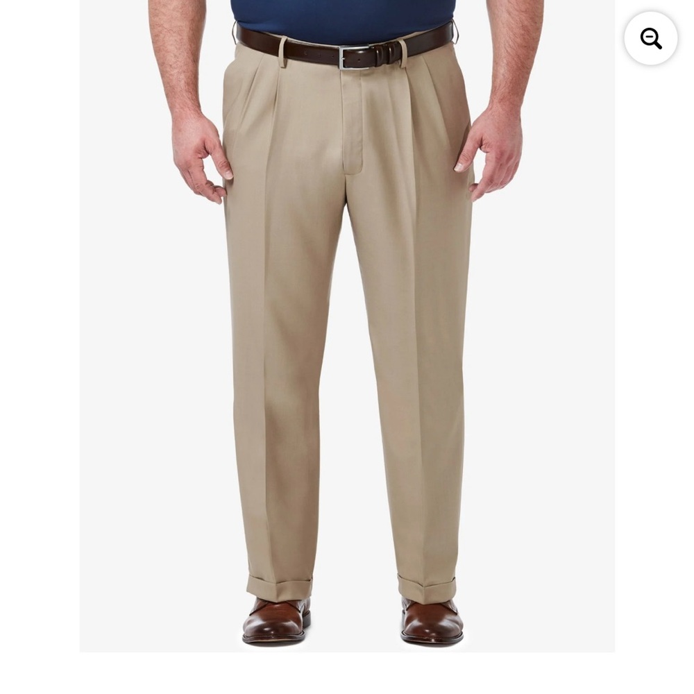 Haggar Men's Tan Pleated Dress Pants